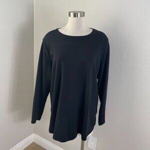 Isaac Mizrahi Live Essentials Womens Plus 2X Pima Cotton Long Sleeve Tunic Top